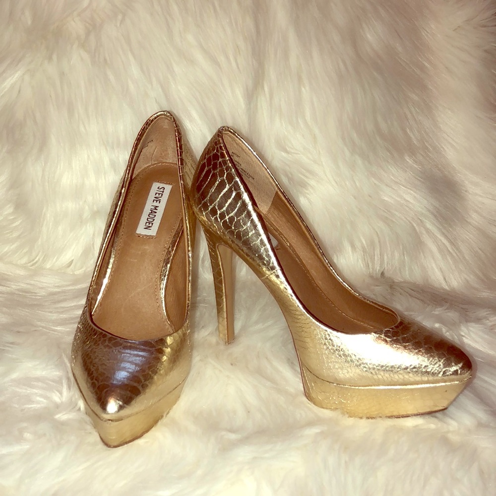 Steve Madden Gold Platform Heels